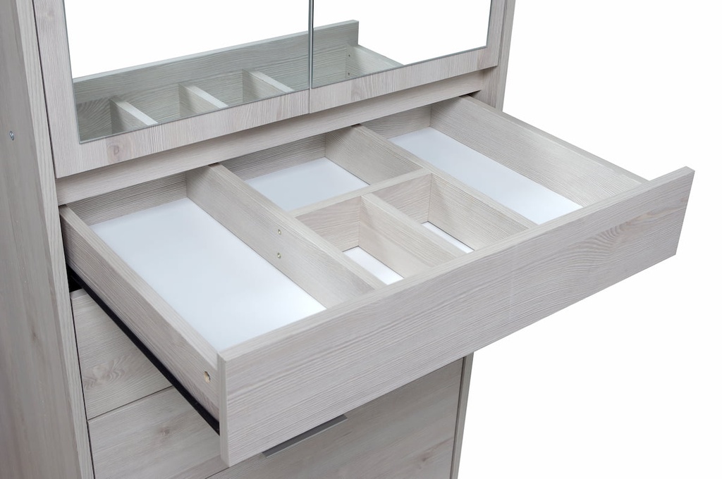 Placard Murano 0.70M Abatible 2P 4C c/espejo pino aland blanco