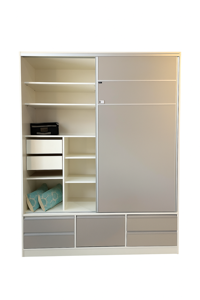 Placard Puertas Corredizas Tonini 1.50 X 2.30 Blanco/Gris Perla