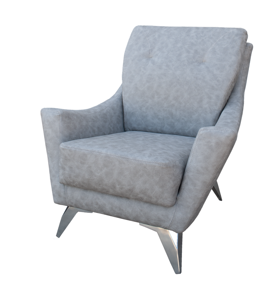 Sillon Renata 1 Cpo Cuerotex Stone (Piedra) 030 G4 Pata Cromada