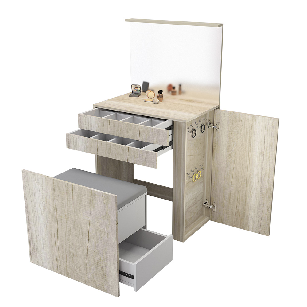 Tocador Maquillador Con asiento y espejo con Luz Led Helsinki