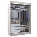 Vestidor 2 Puertas 1 Puerta Con Espejo 140X200 Blanco