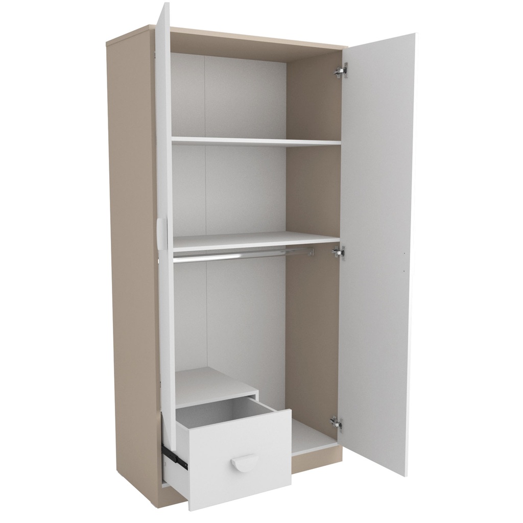 Ropero Placard Con Cajon Y Puertas 90X180 Cm Luna