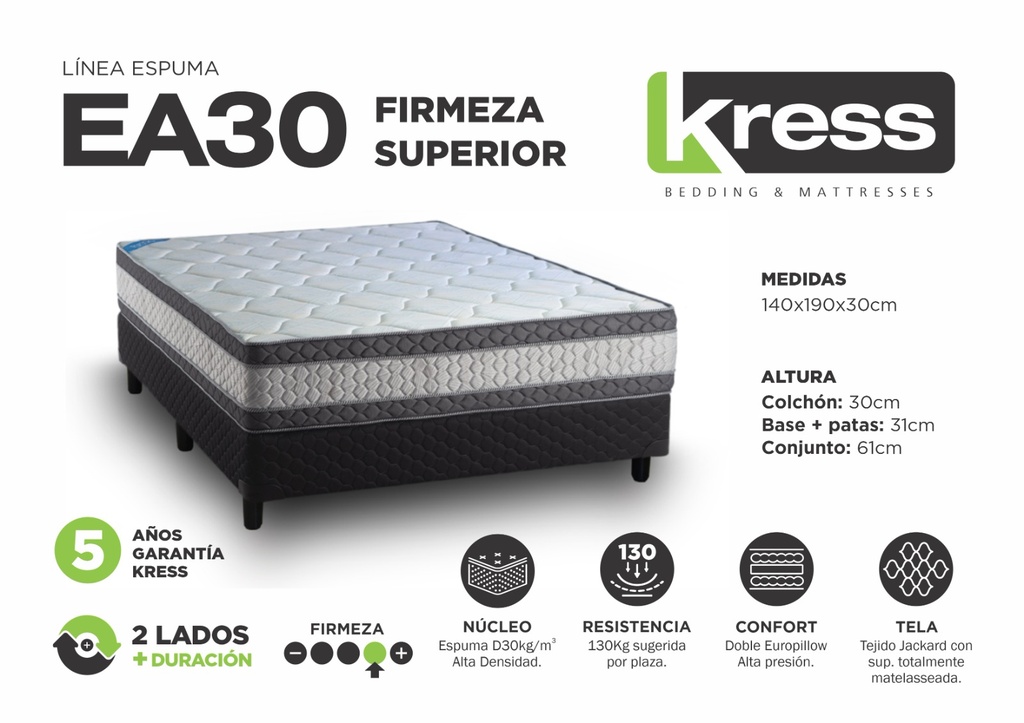 Colchon Kress EA30 1.40X190X30