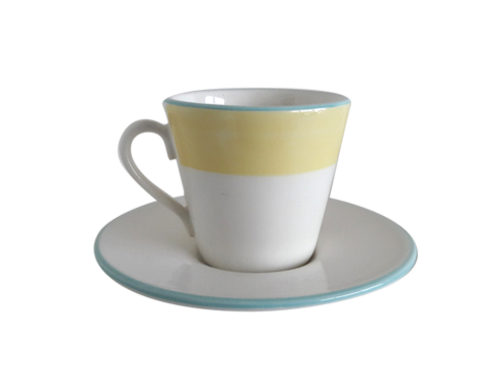 Plato + Taza Cafe Ceramica - Amarillo