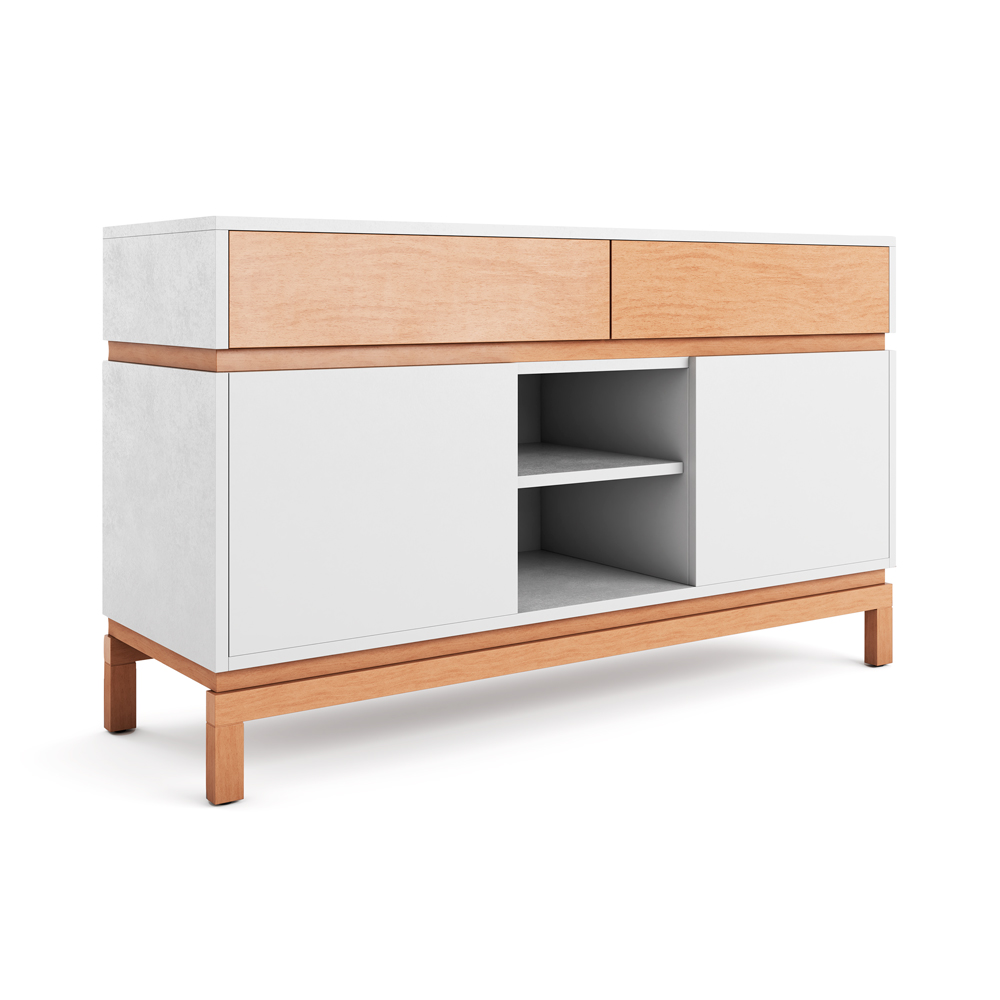 (D) Bahiut Eukal Combinado Blanco/Roble Leriex 1.35X0.45X0.82