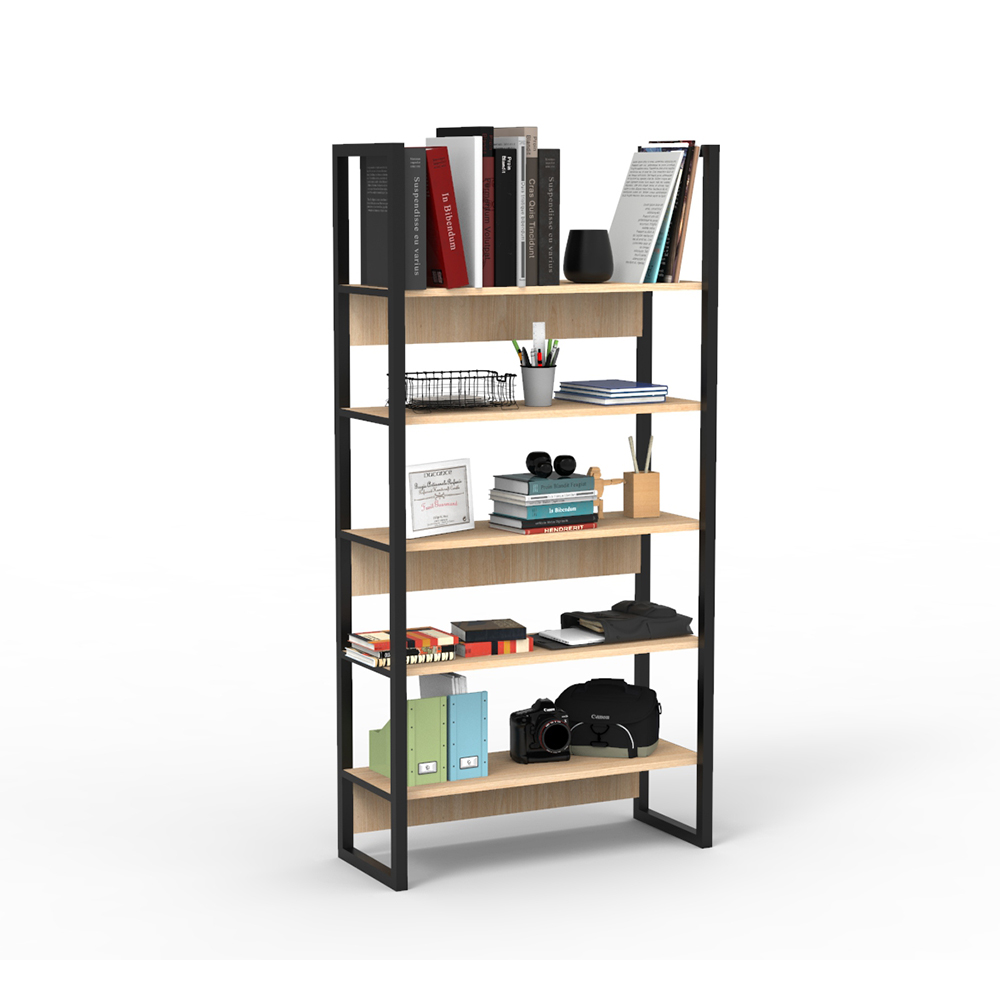 "D"- Estantería Biblioteca Industrial de oficina 180 X 89 X 35 Cm 5 Estantes Roble Natural