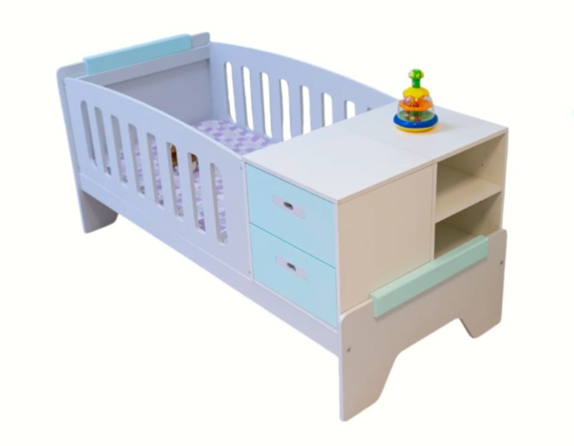 Cuna Funcional Gio 1.99X0.90  Bco/Verde Aqua